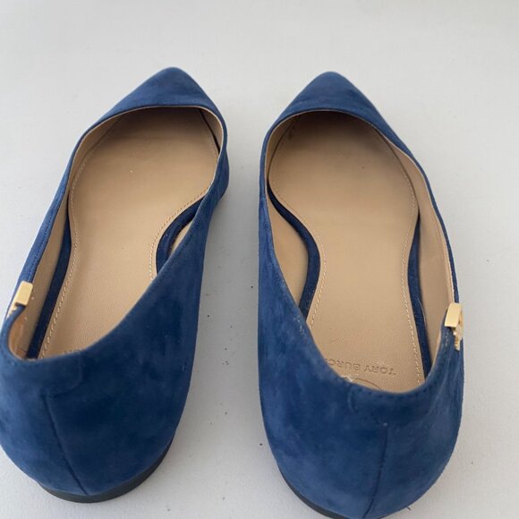 Tory Burch Elizabeth Flats Shoes Suede Blue - Picture 10 of 11